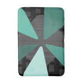 ミッドセンチュリー「モダン花びら」アートブラックターコイズ バスマット (正面縦)