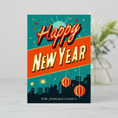 ミッドセンチュリー モダン お正月 箔シーズンカード (立ち正面)