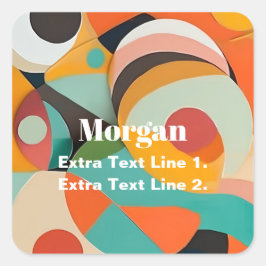 ミッドセンチュリー モダン アート、名前またはイニシャル 幾何学模様 スクエアシール