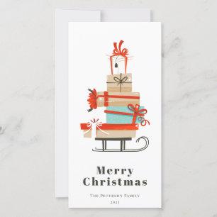 ミッドセンチュリー モダン イラスト クリスマス スレッジ