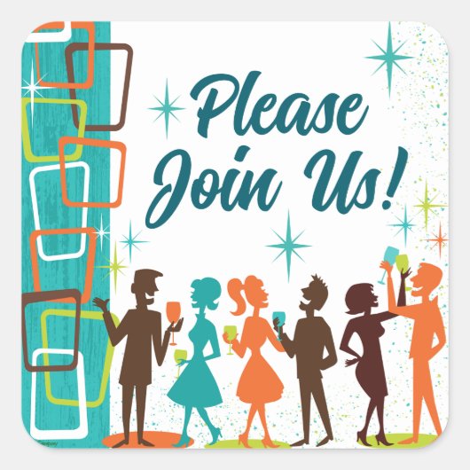 ミッドセンチュリー・モダン カクテルエンゲージメントパーティー スクエアシール (正面)