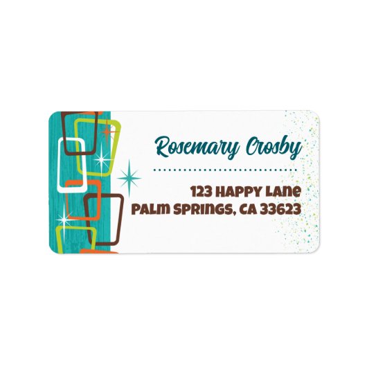 ミッドセンチュリー モダン カクテル 返信住所ラベル ラベル (正面)