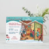 ミッドセンチュリー モダン クリスマス パーティー 招待状 (スタンド正面)