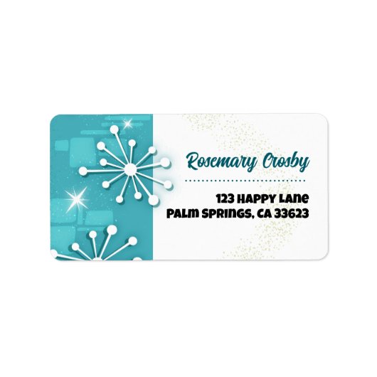 ミッドセンチュリー モダン スプートニク 返信住所ラベル ラベル (正面)