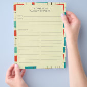 ミッドセンチュリー モダン ティールグリーン オーダーメイド ネーム レシピ チラシ (手)