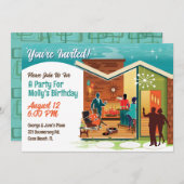 ミッドセンチュリー モダン ハウス パーティー 招待状 (正面/裏面)