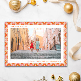 ミッドセンチュリー モダン ピンク オレンジ ユニーク 2 フォト シーズンカード