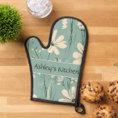 ミッドセンチュリー モダン フローラル デイジー オーダーメイド ネーム 鍋つかみ (トップダウン)