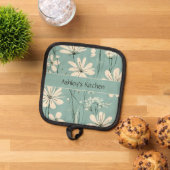 ミッドセンチュリー モダン フローラル デイジー オーダーメイド ネーム 鍋敷き (トップダウン)