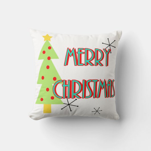 ミッドセンチュリー モダン メリークリスマス ツリー レトロ クッション (正面)