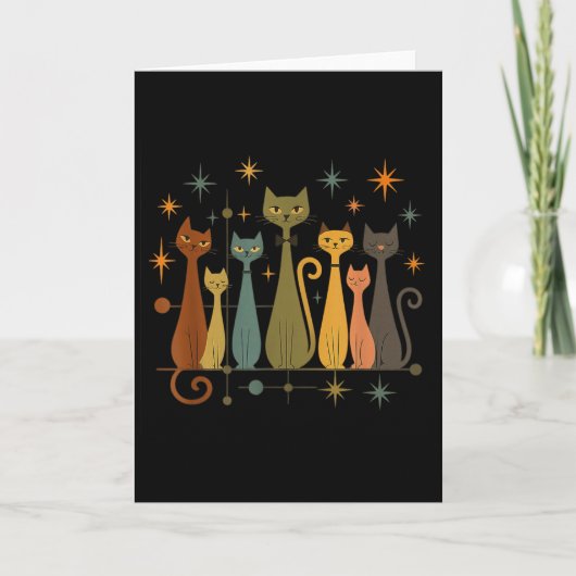 ミッドセンチュリー モダン ルック アトミック エイジ 50年代 60年代 ネコTシャツ カード (正面)