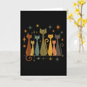 ミッドセンチュリー モダン ルック アトミック エイジ 50年代 60年代 ネコTシャツ カード (黄色い花)