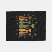 ミッドセンチュリー モダン ルック アトミック エイジ 50年代 60年代 ネコTシャツ フリースブランケット (正面(横))