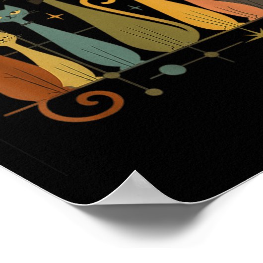 ミッドセンチュリー モダン ルック アトミック エイジ 50年代 60年代 ネコTシャツ ポスター (角)