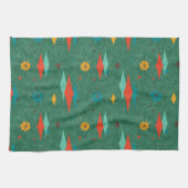 ミッドセンチュリー モダン レトロ グリーン ベロア風 キッチンタオル (横)