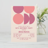 ミッドセンチュリー モダン レトロ ジオメトリック ベージュ 誕生日 招待状 (スタンド正面)