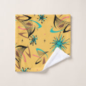 ミッドセンチュリー モダン, レトロ, 幾何学, イエロー バスタオルセット (ウォッシュタオル)