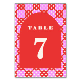 ミッドセンチュリー モダン レトロ 赤 ピンク テーブル 7 テーブルナンバー