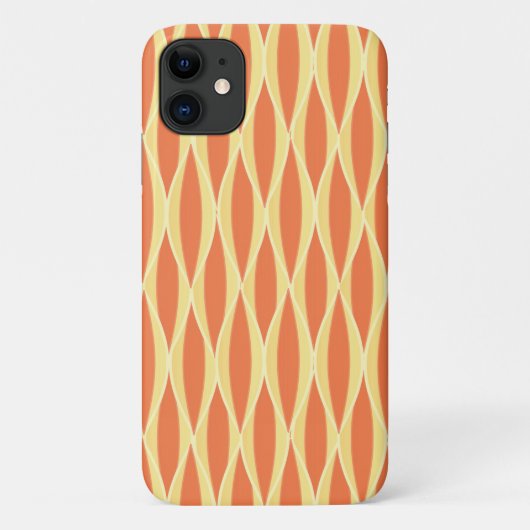 ミッドセンチュリー リボンプリント - オレンジと黄色 Case-Mate iPhoneケース (裏面)