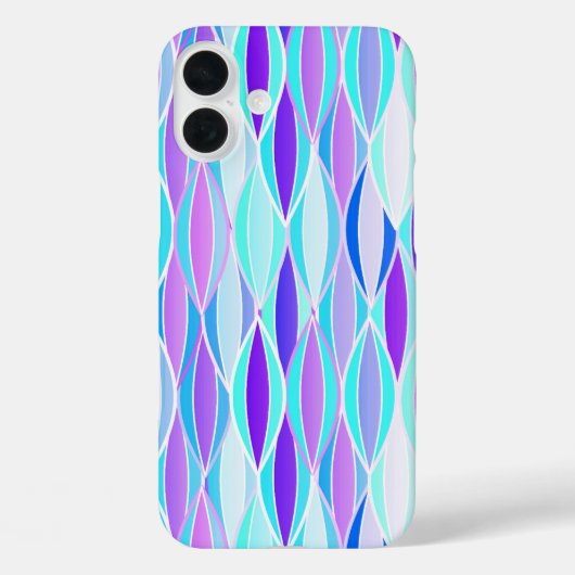 ミッドセンチュリー リボン プリント - 紫と水色 Case-Mate iPhoneケース (裏面)