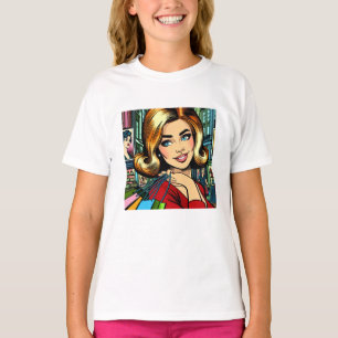 ミッドセンチュリー レトロな女性のショッピングバッグ Tシャツ