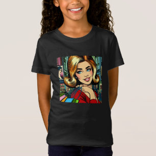 ミッドセンチュリー レトロな女性のショッピングバッグ Tシャツ