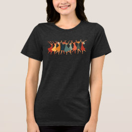 ミッドセンチュリー・レトロ・カットアウト ナイン・レディース・ダンシング 3 トライブレンドTシャツ