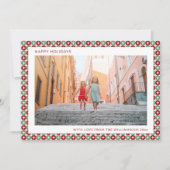 ミッドセンチュリー レトロ レッド セージグリーン ユニーク ツー フォト シーズンカード (正面)