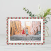 ミッドセンチュリー レトロ レッド セージグリーン ユニーク ツー フォト シーズンカード (スタンド正面)