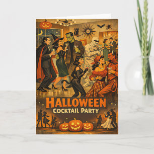 ミッドセンチュリー・レトロ 50年代 ハロウィン・マティーニ・パーティー カード