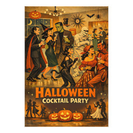 ミッドセンチュリー・レトロ 50年代 ハロウィン・マティーニ・パーティー フォトプリント           