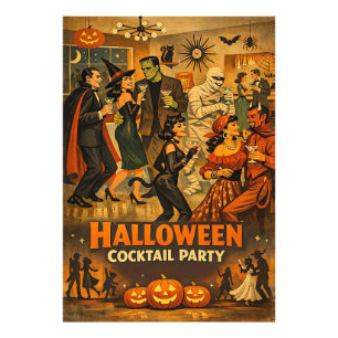ミッドセンチュリー・レトロ 50年代 ハロウィン・マティーニ・パーティー フォトプリント
