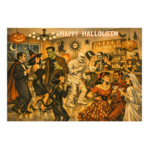 ミッドセンチュリー・レトロ 50年代 ハロウィン・マティーニ・パーティー フォトプリント