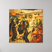 ミッドセンチュリー・レトロ 50年代 ハロウィン・マーティニ・パーティ キャンバスプリント (正面)