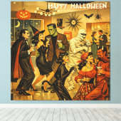 ミッドセンチュリー・レトロ 50年代 ハロウィン・マーティニ・パーティ キャンバスプリント (インサイチュ (ウッドフロア))