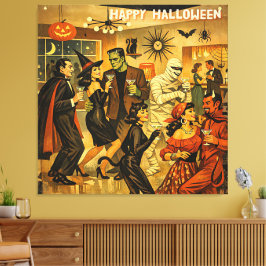 ミッドセンチュリー・レトロ 50年代 ハロウィン・マーティニ・パーティ キャンバスプリント