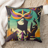 ミッドセンチュリー レトロ 60年代 マルディグラ 喫煙する男 クッション (ブランケット)