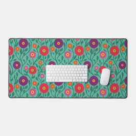 ミッドセンチュリー ヴィネ フラワー | ガーデン ガーランド グリーン デスクマット