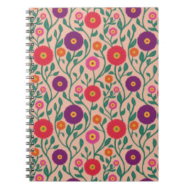 ミッドセンチュリー ヴィネ フラワー | ガーデン ガーランド ピーチ ノートブック