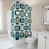 ミッドセンチュリーMCM丸い長方形アクアマリン シャワーカーテン (インサイチュ)