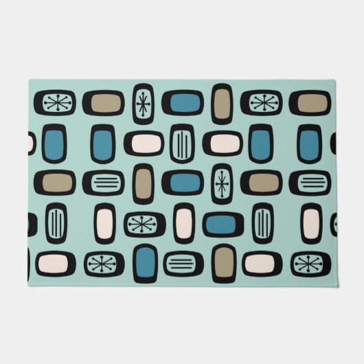 ミッドセンチュリーMCM丸い長方形アクアマリン ドアマット (正面)