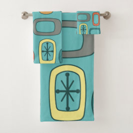 ミッドセンチュリーMCM丸い長方形アクアマリン バスタオルセット