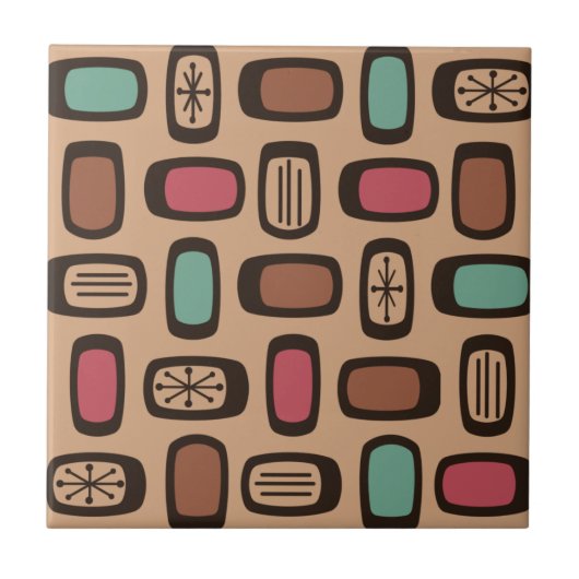 ミッドセンチュリーMCM丸い長方形クリスマスクッキー タイル (正面)