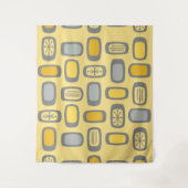 ミッドセンチュリーMCM丸長方形イエローグレー タペストリー (正面)