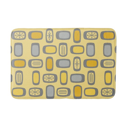 ミッドセンチュリーMCM丸長方形イエローグレー バスマット (正面)
