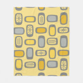 ミッドセンチュリーMCM丸長方形イエローグレー フリースブランケット (正面)