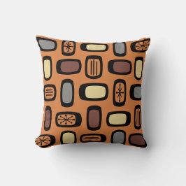 ミッドセンチュリーMCM丸長方形オレンジブラウン クッション