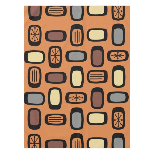 ミッドセンチュリーMCM丸長方形オレンジブラウン テーブルクロス (正面)