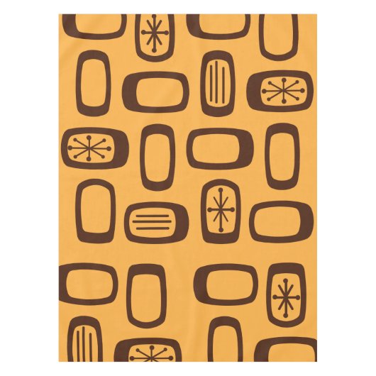 ミッドセンチュリーMCM丸長方形オレンジ テーブルクロス (正面)