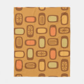 ミッドセンチュリーMCM丸長方形オークル フリースブランケット (正面)